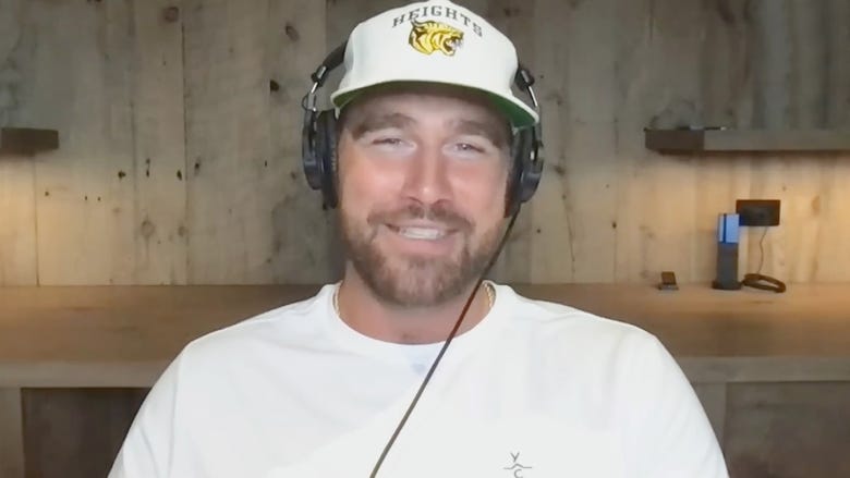 Swifties Spot Travis Kelce Sporting Souvenir T-Shirt From Taylor Swift Vacation